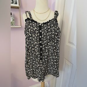 Floral Daisy Romper with polkadot trim